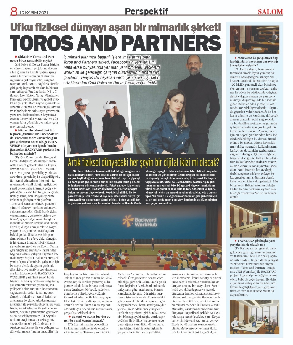 Toros and Partners Speaks to Şalom Magazine About the Metaverse