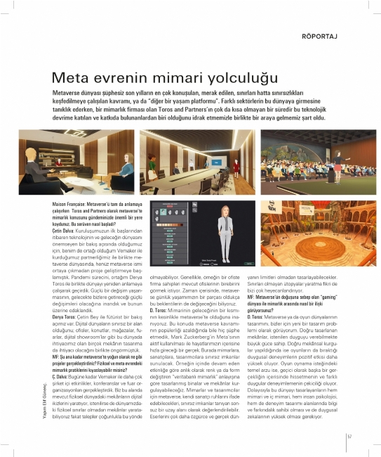 Toros & Partners Discusses Architecture in Physical and Virtual Worlds in Maison Française Magazine